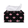 Pink Crown Pattern Print Leather Tissue Box Cover