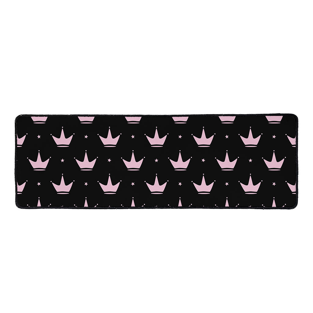 Pink Crown Pattern Print Long Kitchen Mat