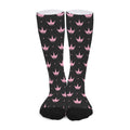 Pink Crown Pattern Print Long Socks