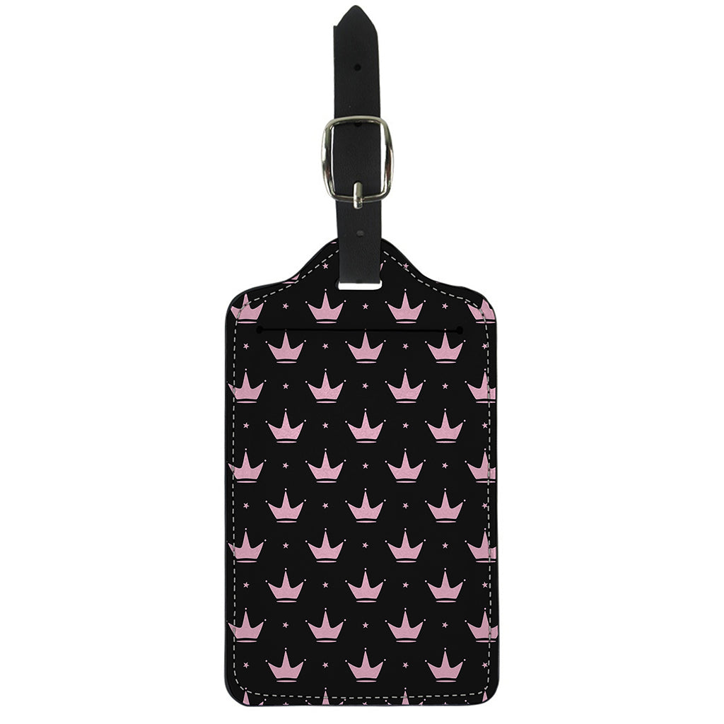 Pink Crown Pattern Print Luggage Tag
