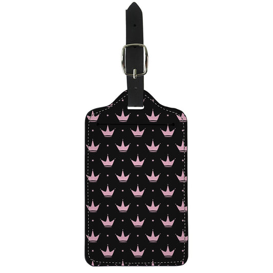 Pink Crown Pattern Print Luggage Tag