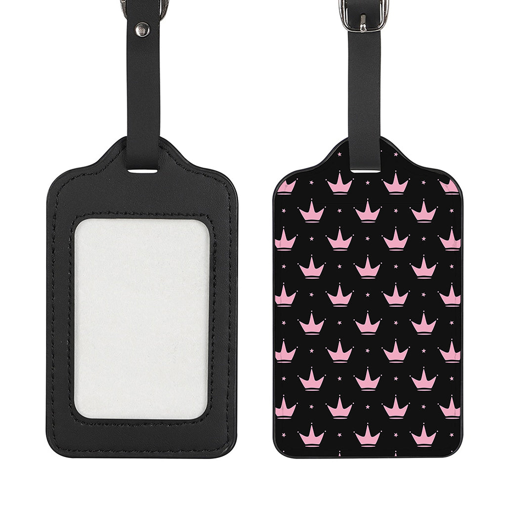 Pink Crown Pattern Print Luggage Tag