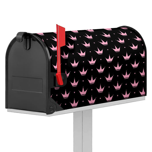 Pink Crown Pattern Print Mailbox Cover