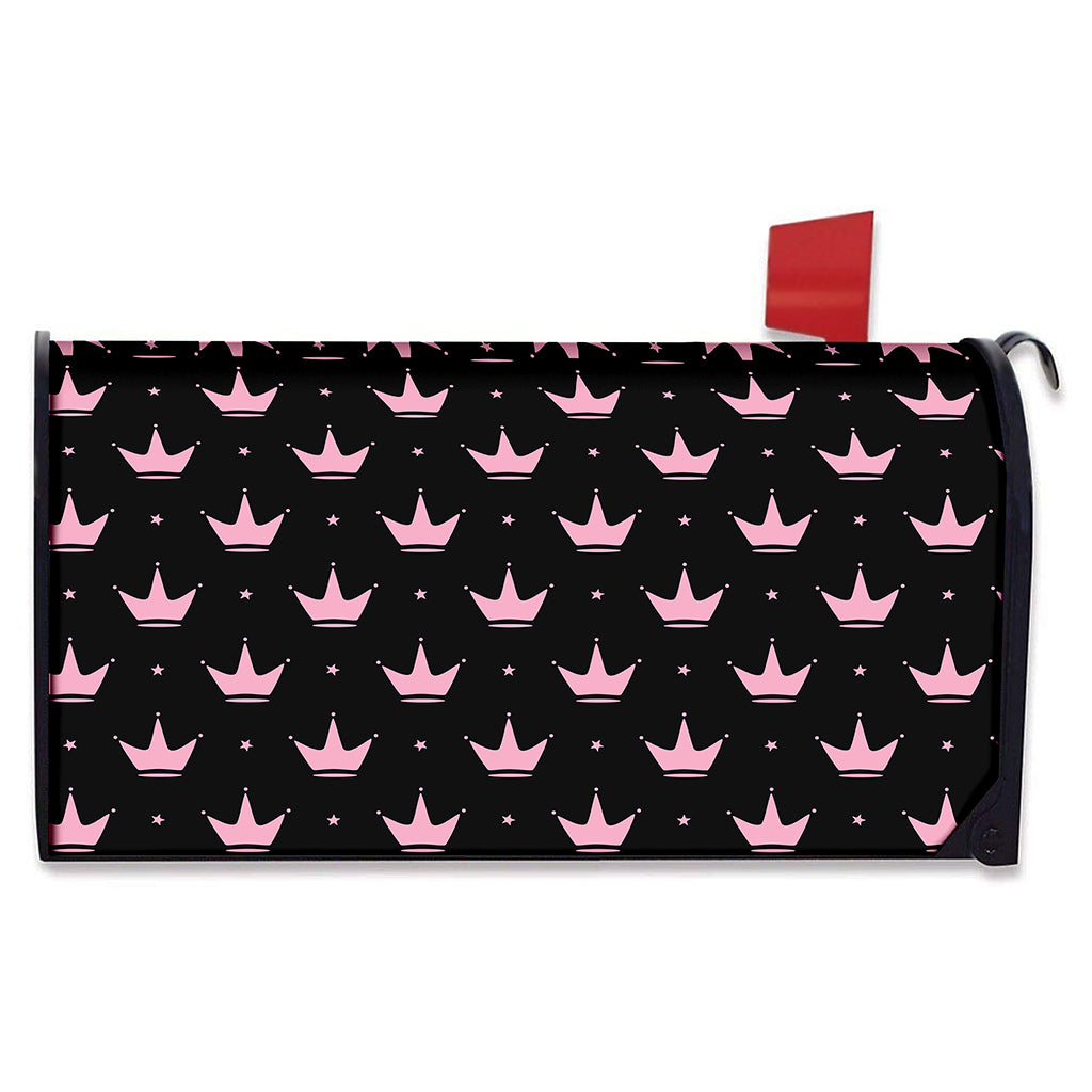 Pink Crown Pattern Print Mailbox Cover
