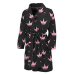 Pink Crown Pattern Print Men's Bathrobe
