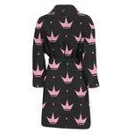 Pink Crown Pattern Print Men's Bathrobe