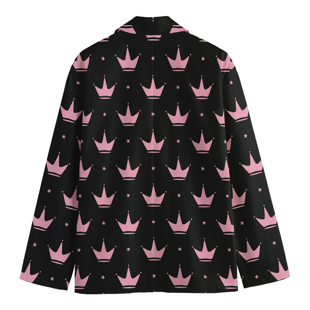 Pink Crown Pattern Print Men's Blazer