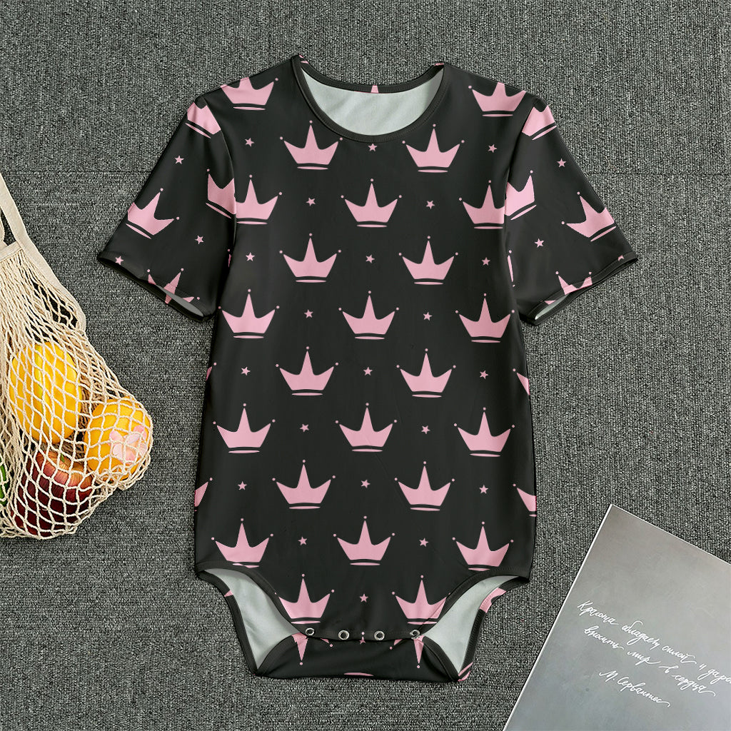 Pink Crown Pattern Print Men's Bodysuit