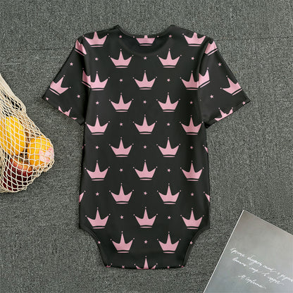 Pink Crown Pattern Print Men's Bodysuit