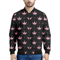 Pink Crown Pattern Print Men's Bomber Jacket