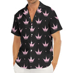 Pink Crown Pattern Print Men's Deep V-Neck Shirt