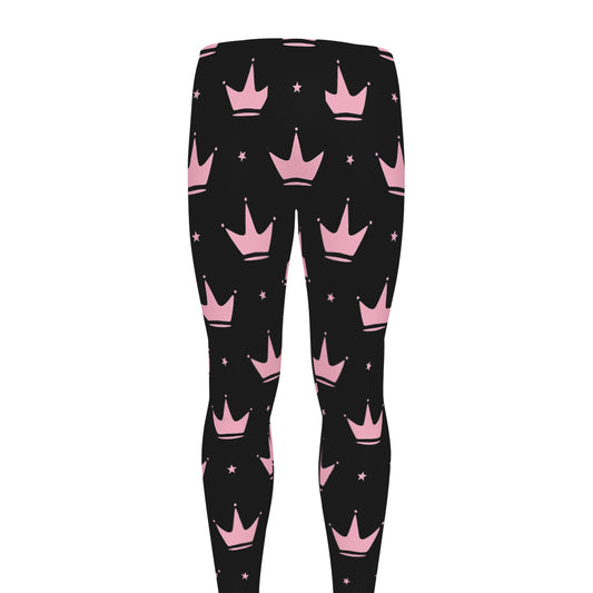 Pink Crown Pattern Print Men's leggings