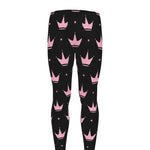 Pink Crown Pattern Print Men's leggings