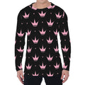 Pink Crown Pattern Print Men's Long Sleeve T-Shirt