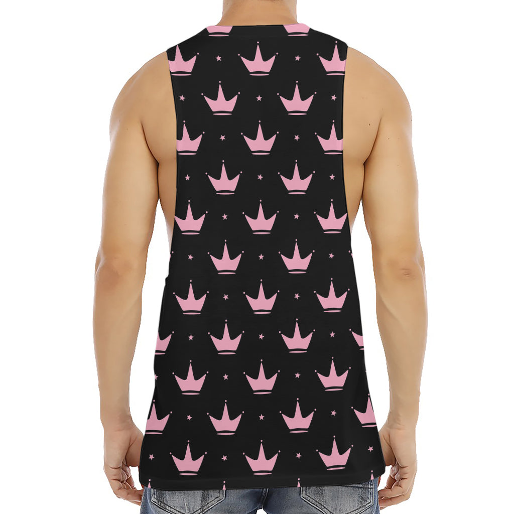 Pink Crown Pattern Print Men's Muscle Tank Top