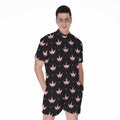Pink Crown Pattern Print Men's Romper