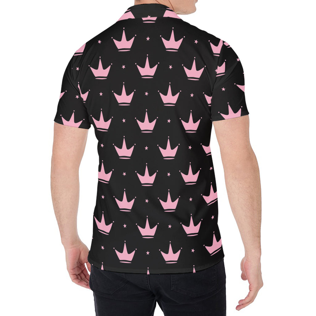 Pink Crown Pattern Print Men's Shirt