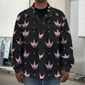 Pink Crown Pattern Print Men's Shirt Jacket