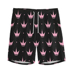 Pink Crown Pattern Print Men's Sports Shorts
