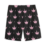 Pink Crown Pattern Print Men's Sports Shorts