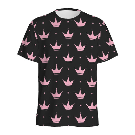Pink Crown Pattern Print Men's Sports T-Shirt