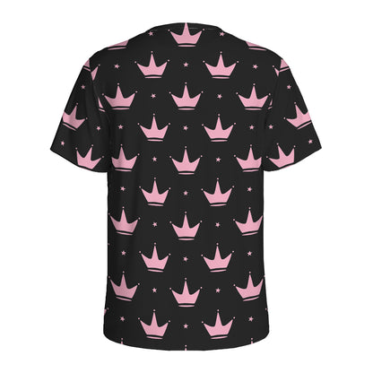Pink Crown Pattern Print Men's Sports T-Shirt