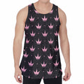 Pink Crown Pattern Print Men's Velvet Tank Top