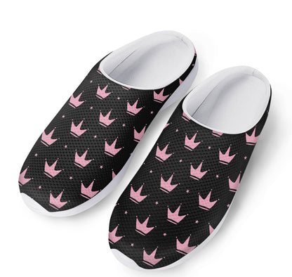Pink Crown Pattern Print Mesh Casual Shoes