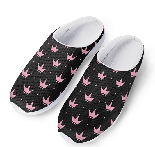 Pink Crown Pattern Print Mesh Casual Shoes