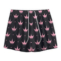Pink Crown Pattern Print Mesh Shorts