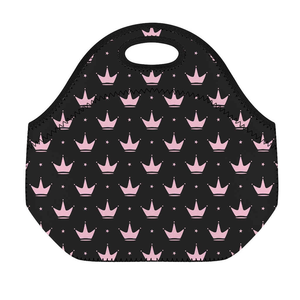 Pink Crown Pattern Print Neoprene Lunch Bag