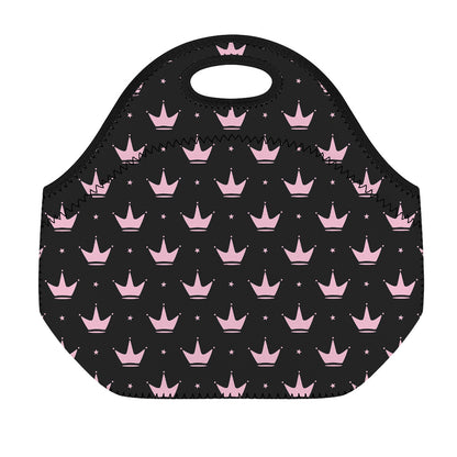 Pink Crown Pattern Print Neoprene Lunch Bag