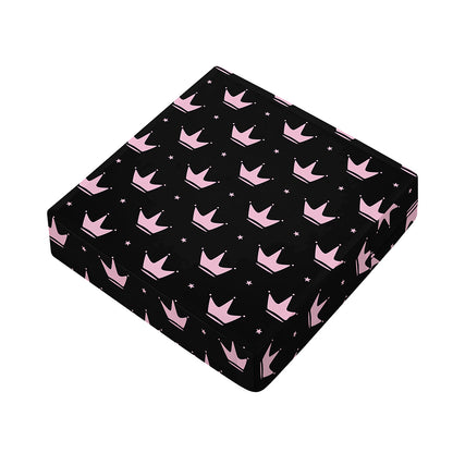 Pink Crown Pattern Print Outdoor Seat Cushion Cover