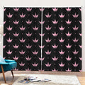 Pink Crown Pattern Print Pencil Pleat Curtains