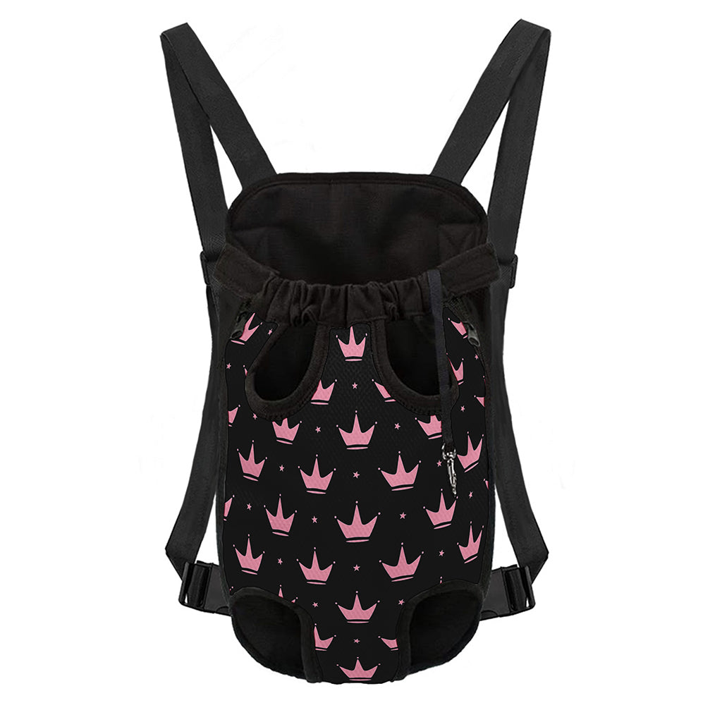 Pink Crown Pattern Print Pet Carrier Backpack