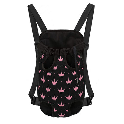 Pink Crown Pattern Print Pet Carrier Backpack