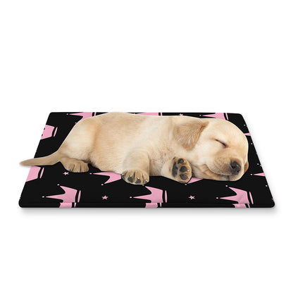 Pink Crown Pattern Print Pet Cooling Mat Cover