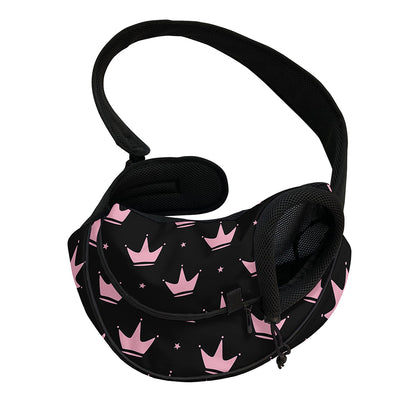 Pink Crown Pattern Print Pet Sling Carrier