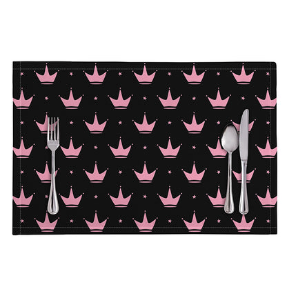 Pink Crown Pattern Print Placemat