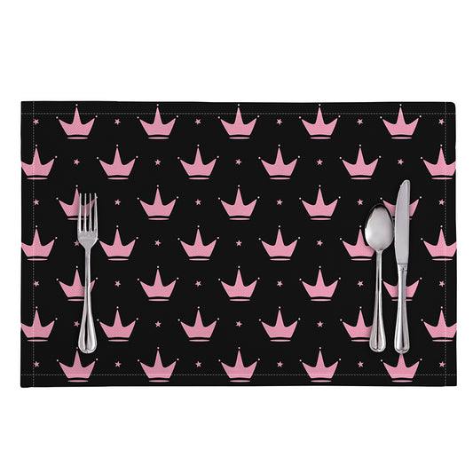 Pink Crown Pattern Print Placemat
