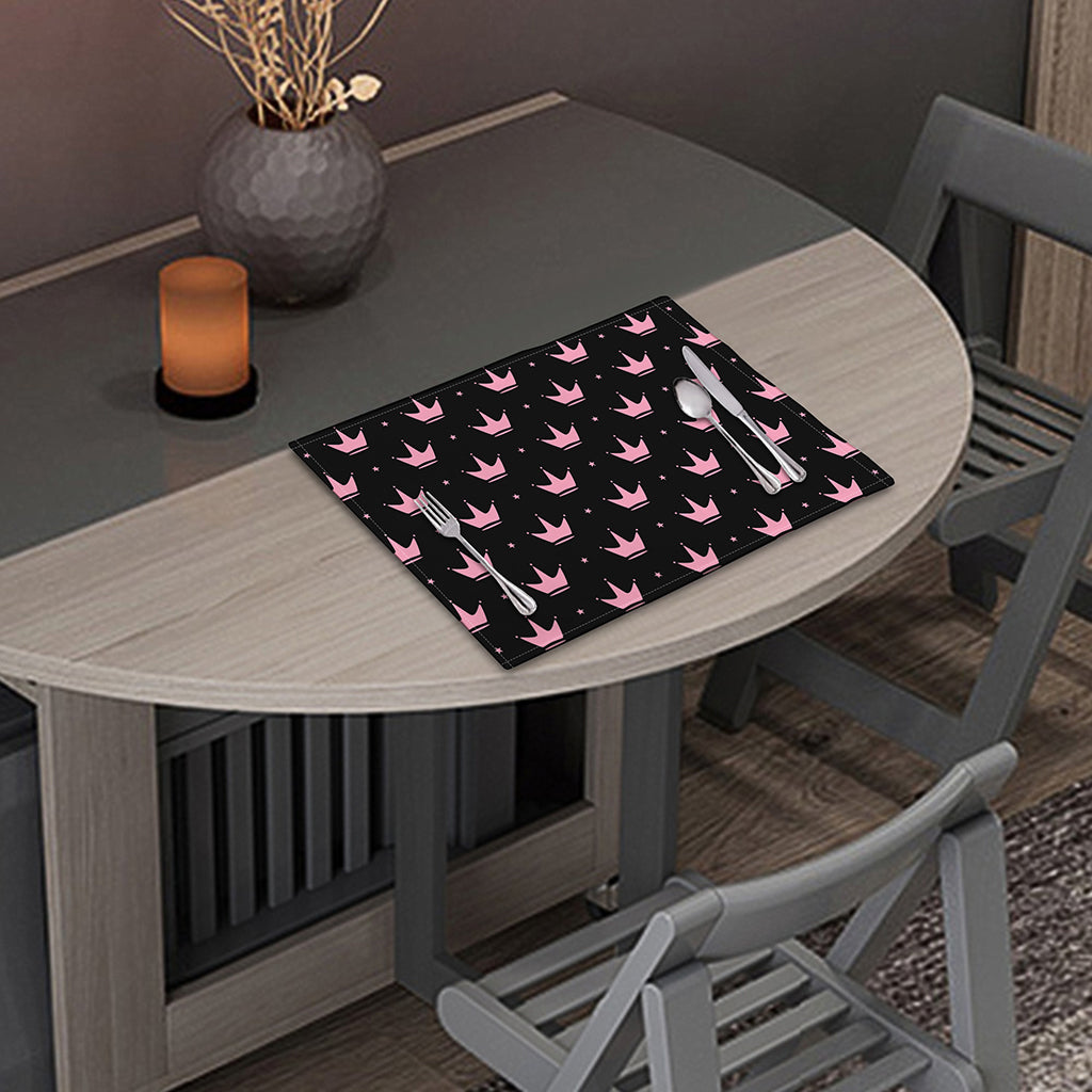 Pink Crown Pattern Print Placemat
