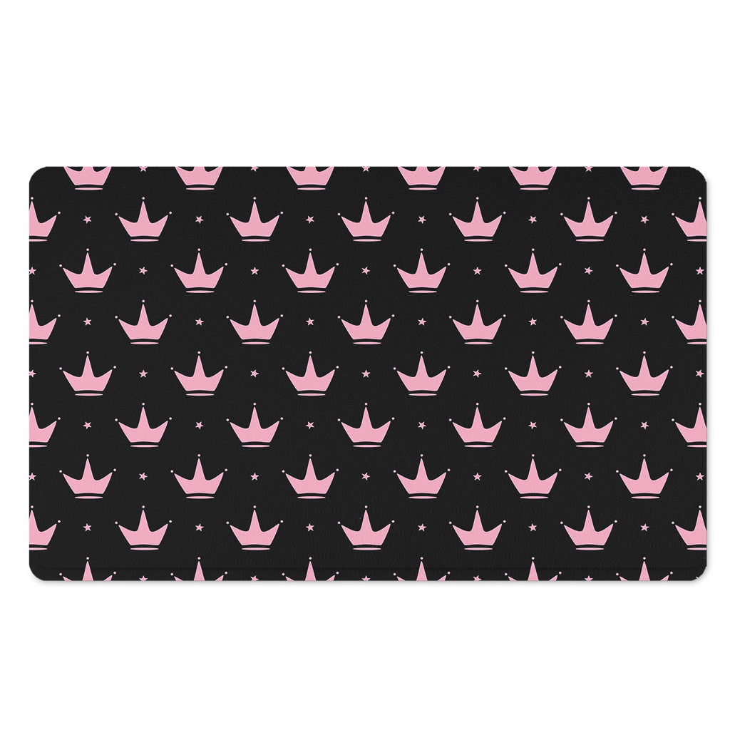 Pink Crown Pattern Print Polyester Doormat