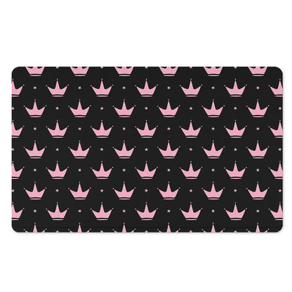 Pink Crown Pattern Print Polyester Doormat