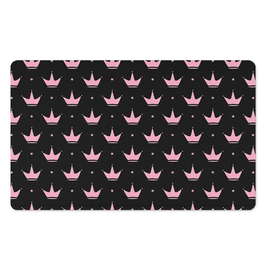 Pink Crown Pattern Print Polyester Doormat