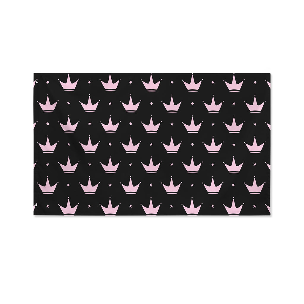 Pink Crown Pattern Print Polyester Flag