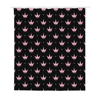 Pink Crown Pattern Print Polyester Shower Curtain