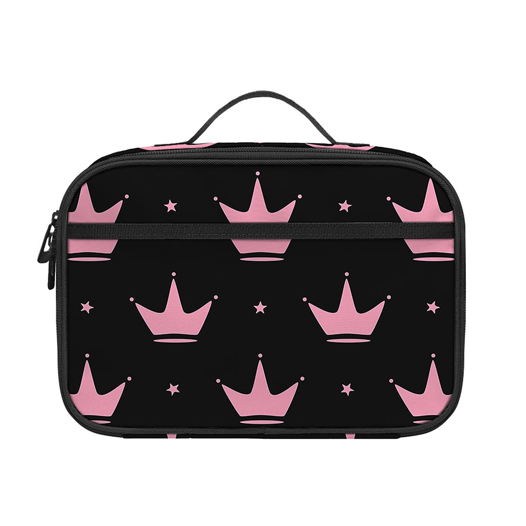 Pink Crown Pattern Print Portable Lunch Bag