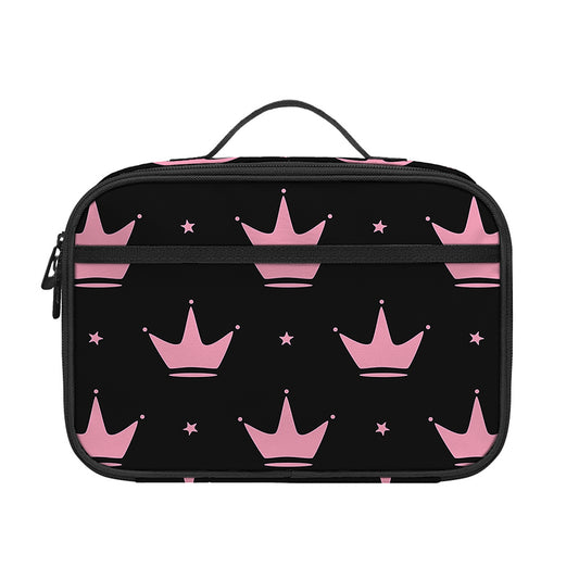 Pink Crown Pattern Print Portable Lunch Bag