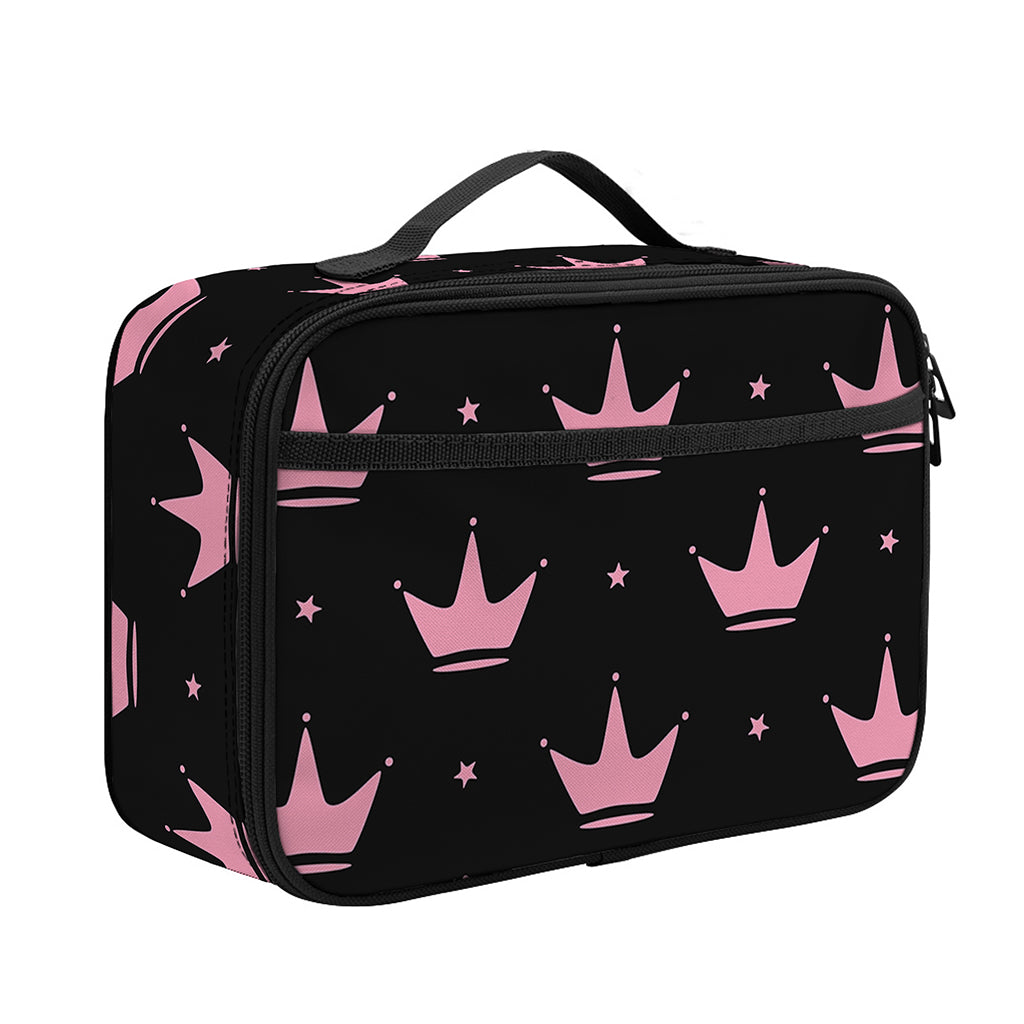 Pink Crown Pattern Print Portable Lunch Bag