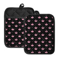 Pink Crown Pattern Print Pot Holders With Pocket